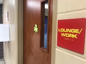 A shamrock found on the door to the teacher's lounge. It is so every time a teacher sees it, they know they are appreciated. 