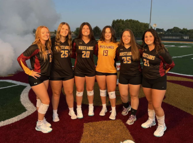 Volleyball senior pictures from earlier this year. From left: Sylar Burns, Riley Johannes, Joslin Briles, RaeAnn Duinink, Jaden Fairbanks and Sidney Shaver. 