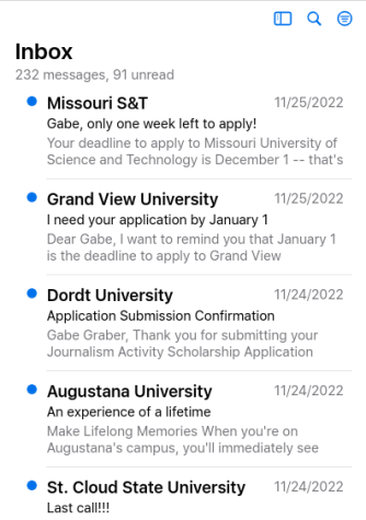  Once high school students take the ACT, colleges from all over the region start sending them automated emails. 