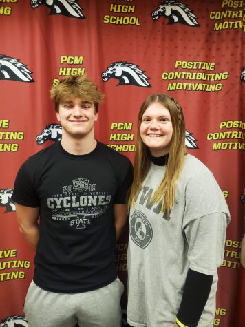 February Students of the Month Mickey Mackewich and Riley Johannes pose for a picture.  