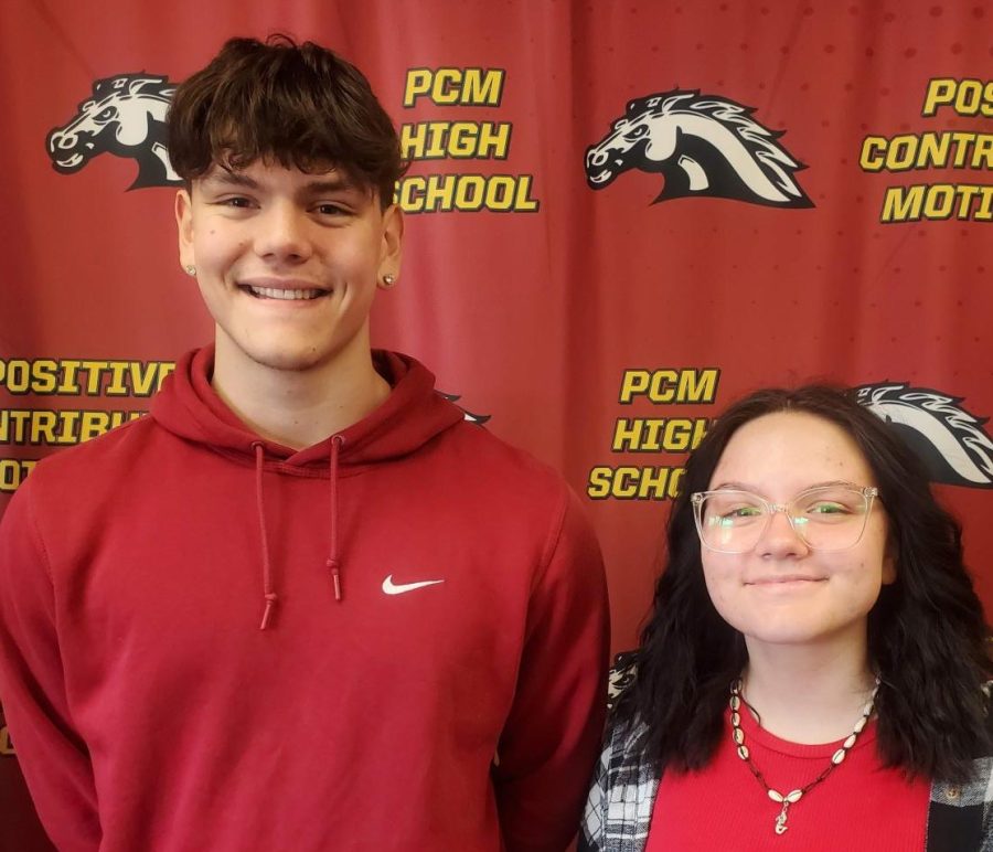 March Students of the Month Aydan Camu (left) and Ashylyn Alleger (right) pose for a picture. 