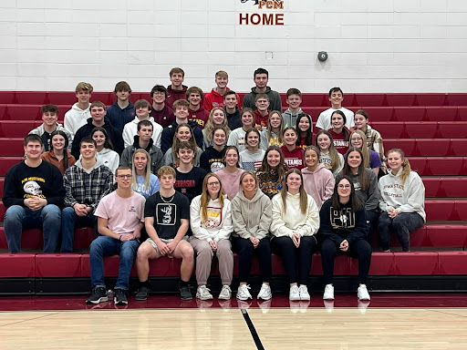 Row 1: Gabe Graber, William Vanderpool, Skylar Burns, Paige Steenhoek, Riley Johannes, RaeAnn Duinink, Row 2: Mark Bussan, Harlan Shannon, Jaylyn DeVries, Jake Winters, Eliana Buswell, Lark Drake, Addison Steenhoek, Rebecca DeVries, Chloe Griener, Row 3: Carly Steenhoek, Tori Lindsay, Wyatt Vannoy, Elle Davis, Ella Schendel, Carolyn Burkett, Jorja Teeter, Alexis Fagg, Meredith Chipps, Row 4: Shay Burns, Jacob Burns, Jacob Wednt, Claire VanWyk, Abi Teeter, Regan Vannoy, Seriah Nolin, Morgan Karr, Gretchen Uitermarkt, Row 5: Riley Graber, Allias Nolin, Gabriel Hobbs, Carter Burns, Coby DeRaad, Zachary Richards, Charlie Ford, Jeter Hartson, Row 6: Trenner VanDyke, Pete Kiernan, Zebulyn Padget.