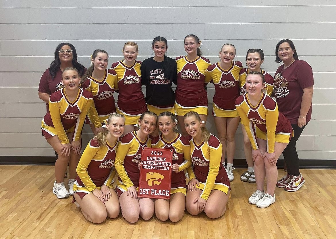PCM cheer team at competition in Carlisle. (photo found on PCM cheer instagram)